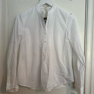 NWT Ann Mashburn Robin Shirt in White Summer Cloth Size S